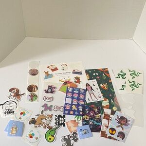 Large lot of Random Stickers Animals Reading Bluey Barbie
